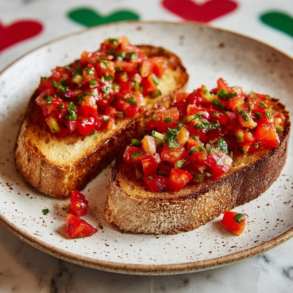 Bruschetta with Tomato and Basil Recipe - Recipe Image — Bruschetta with Tomato and Basil, easy tomato basil appetizer, fresh summer bruschetta, healthy Italian snack, simple tomato basil starter