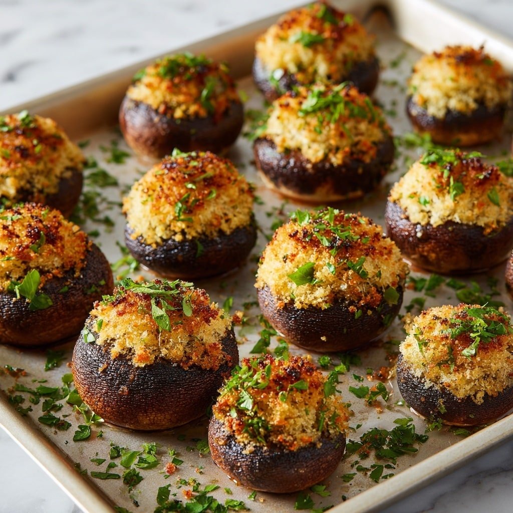 Cheesy Stuffed Mushrooms Recipe - Recipe Image — Cheesy Stuffed Mushrooms, stuffed mushroom appetizer, cheesy mushroom bites, baked stuffed mushrooms, savory mushroom snack